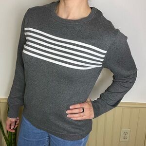 J.Crew Gray Striped Sweater 100% Cotton Soft Lightweight Unisex Women’s Sz M